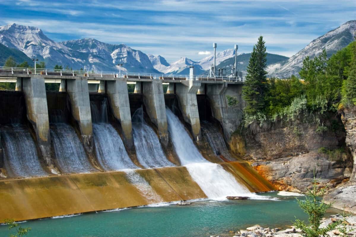 Dam of hydroelectric power plant in Canadian Rockies