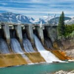 Dam of hydroelectric power plant in Canadian Rockies