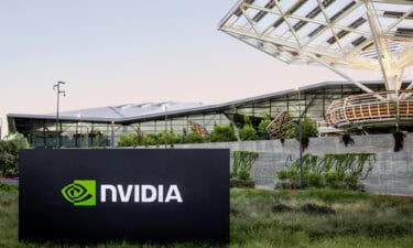 Nvidia logo at company headquarters