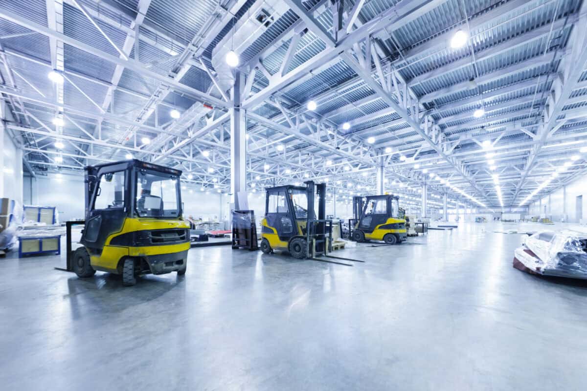 Forklift in a warehouse